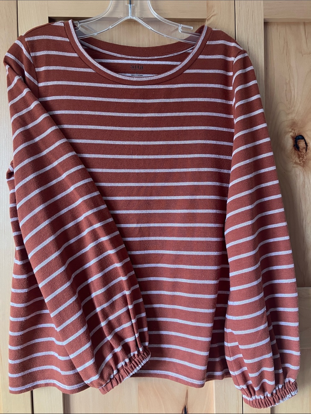 a.n.a Rust and White Striped Long-Sleeve Top